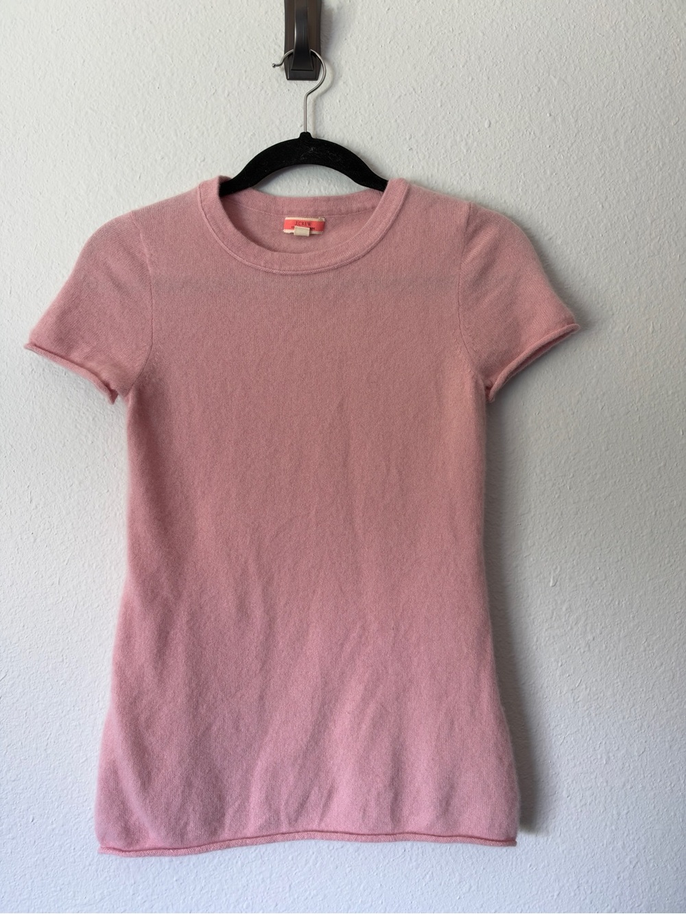 J. Crew pink cashmere short sleeve sweater
